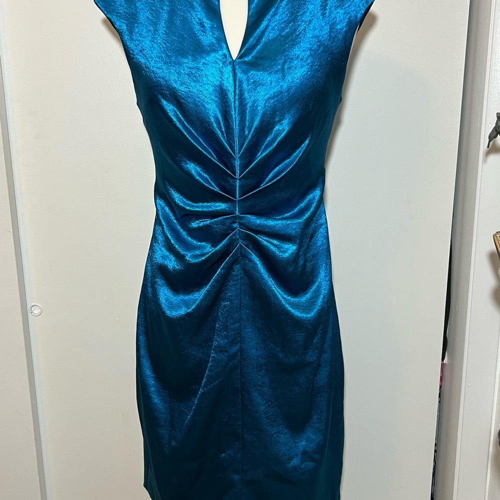 Vintage collection dress barn Elegant Teal Ruched Women's Dress